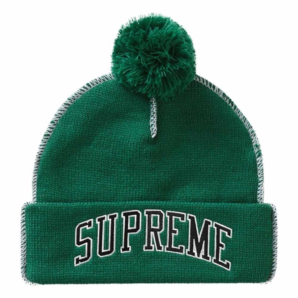 Supreme Contrast Stitch Beanie Green — Kick Game