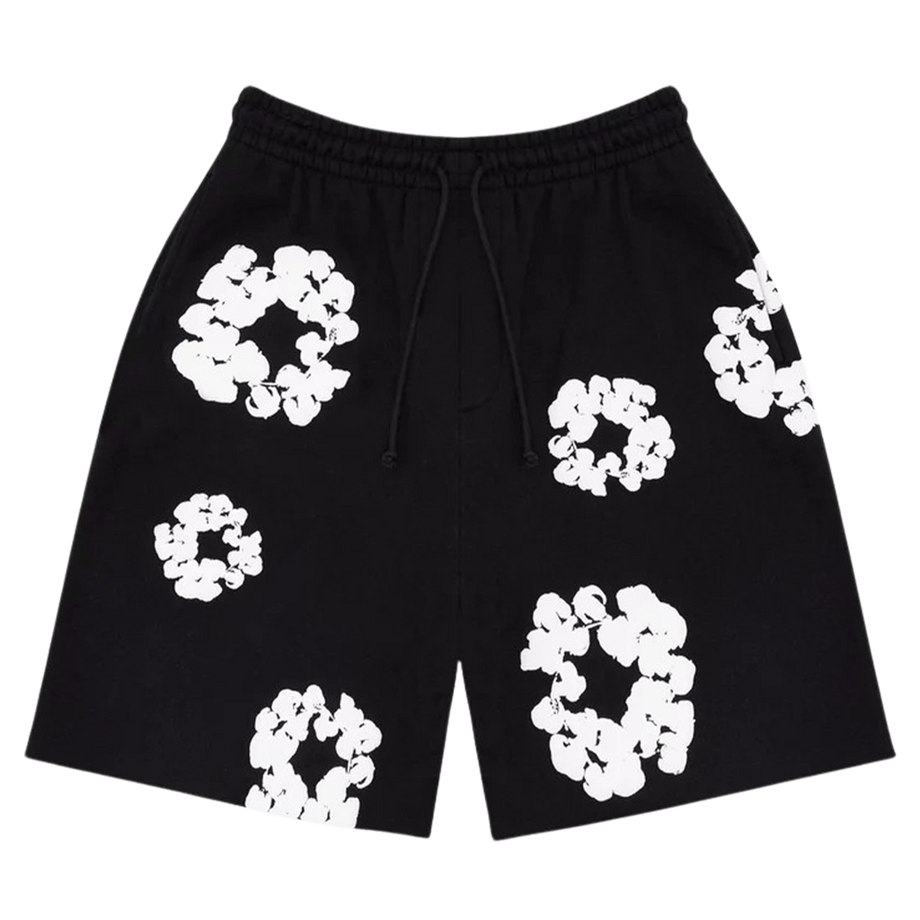 Denim Tears The Cotton Wreath Shorts 'Black' - Kick Game