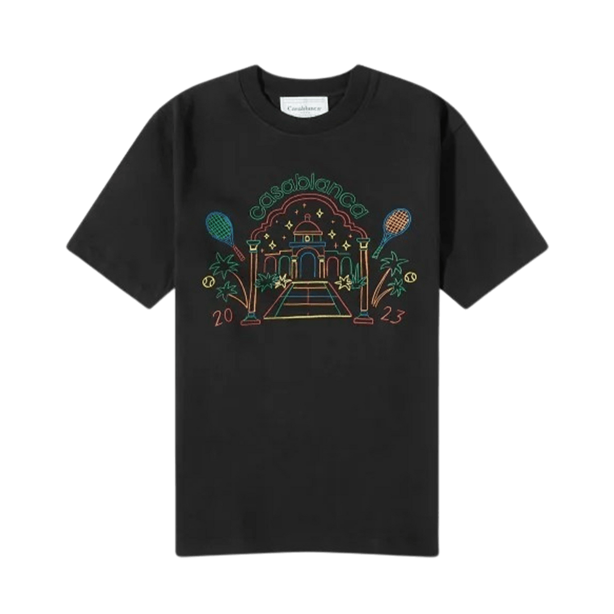 Casablanca Crayon Rainbow Temple T-Shirt 'Black' - Kick Game