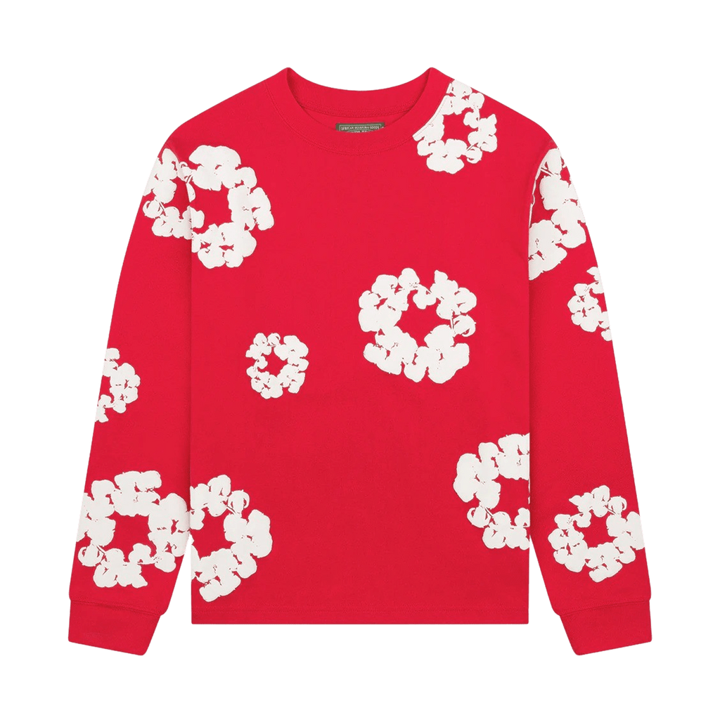 Denim Tears The Cotton Wreath Long Sleeve Tee 'Red' - Kick Game