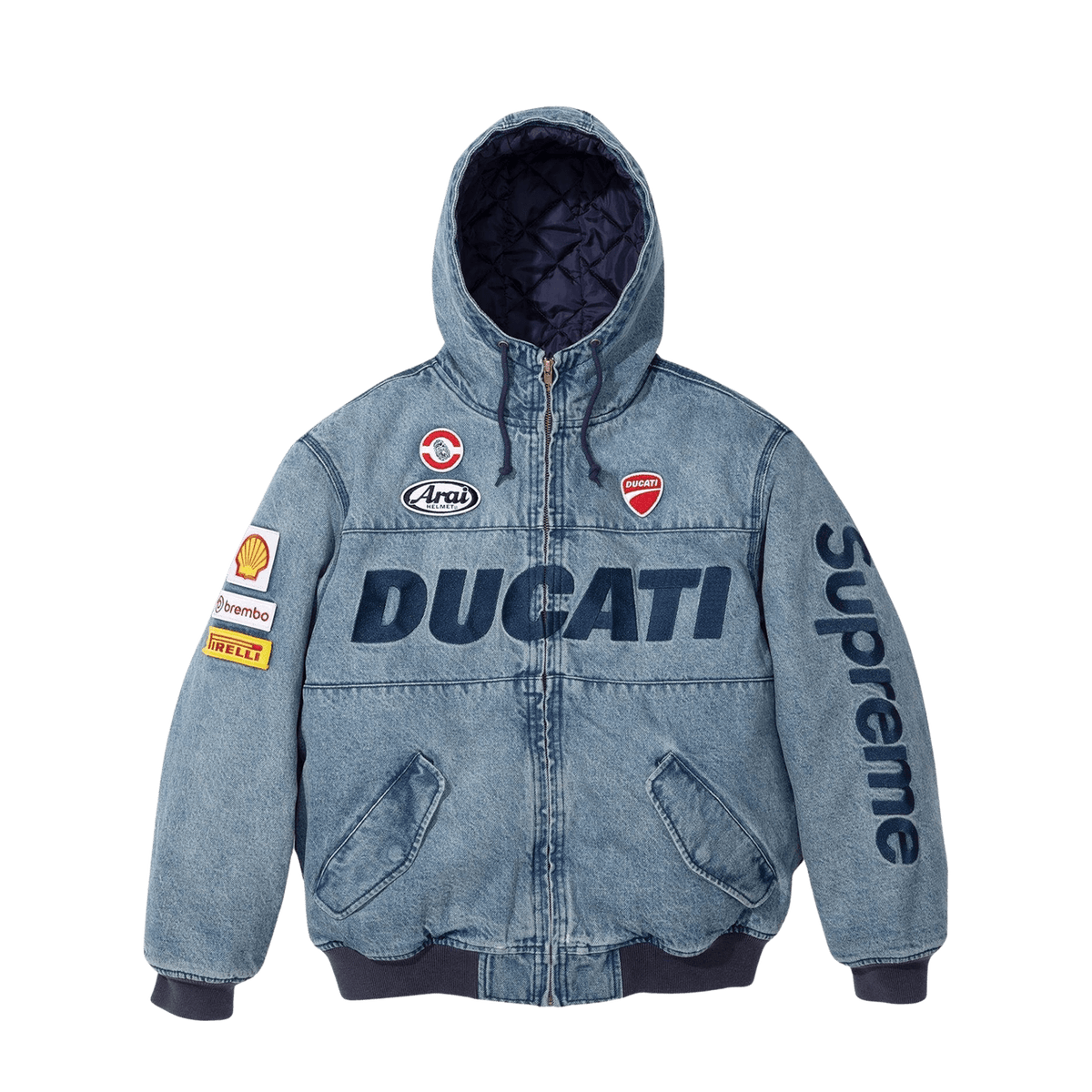 Supreme x Ducati Hooded Racing Jacket 'Blue' - UrlfreezeShops