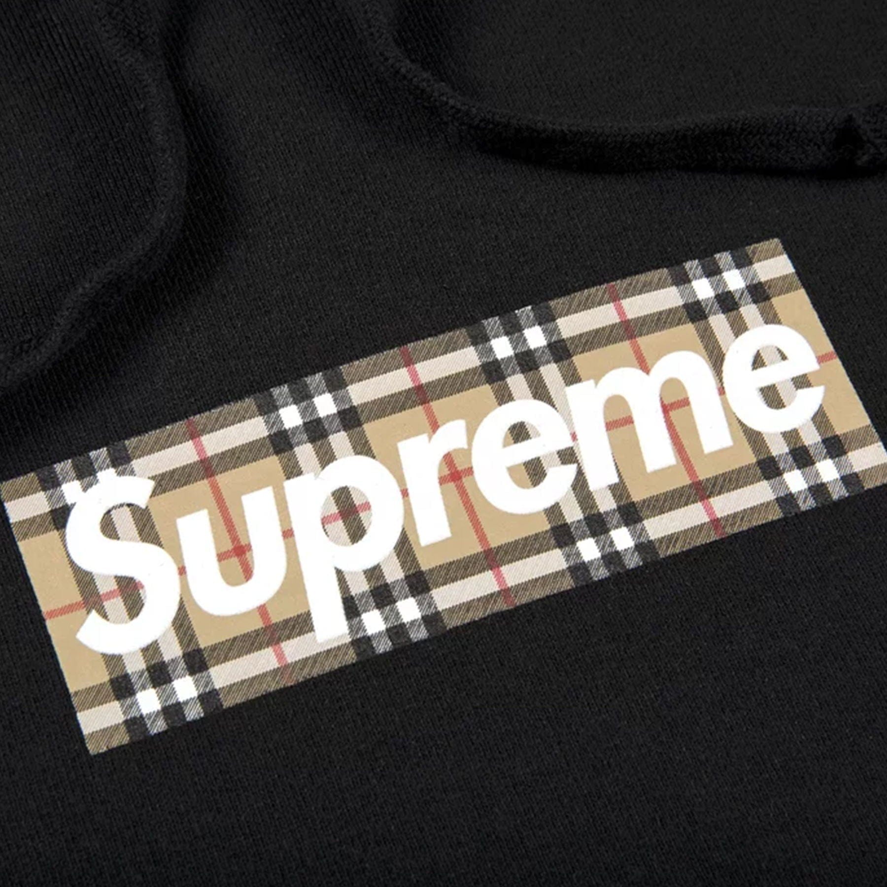 Supreme x Burberry Box Logo Hooded Sweatshirt 'Black' — Kick Game