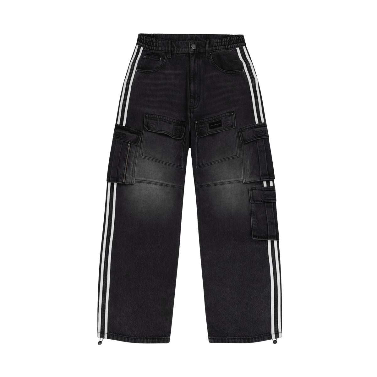 Unknown Black Striped Denim Cargos - Kick Game