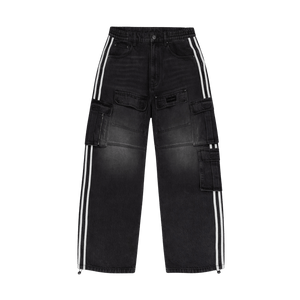 Unknown Black Striped Denim Cargos