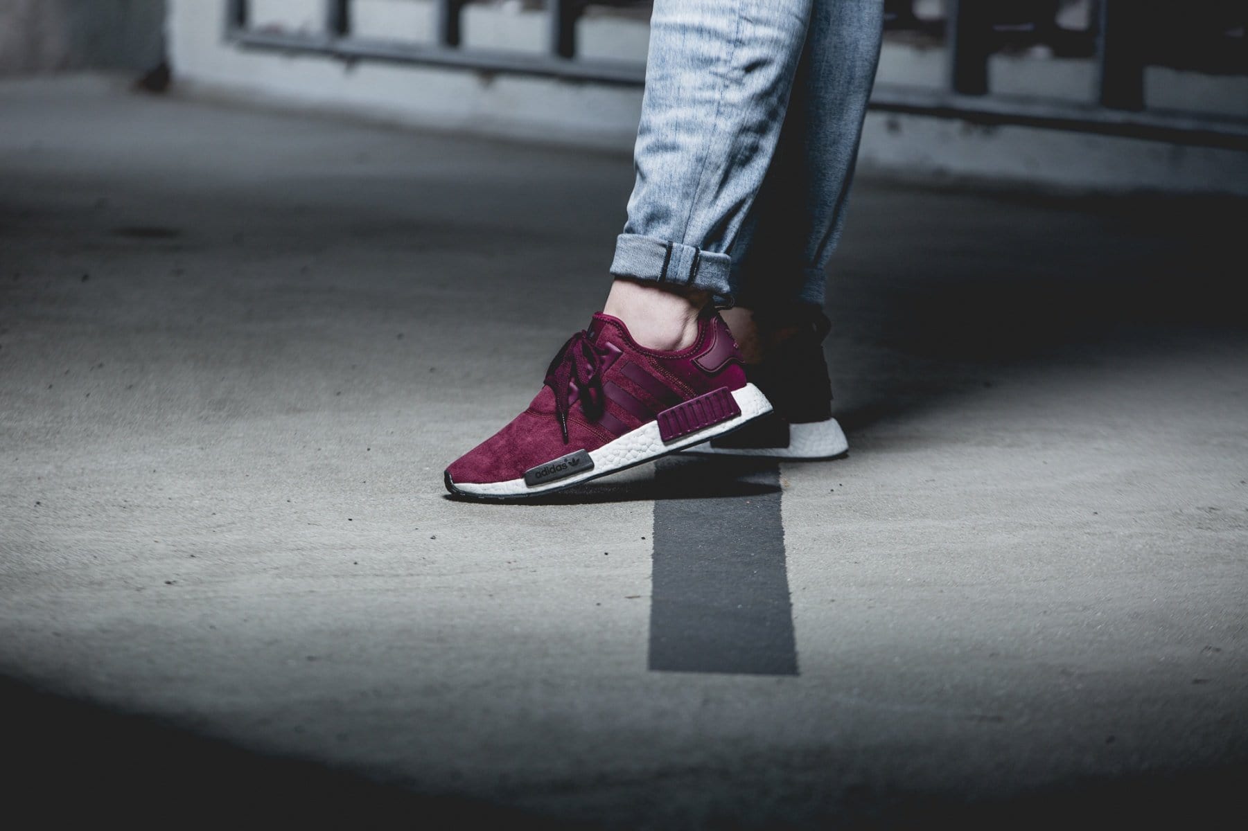 Adidas nmd r1 shop suede w 'burgundy maroon'