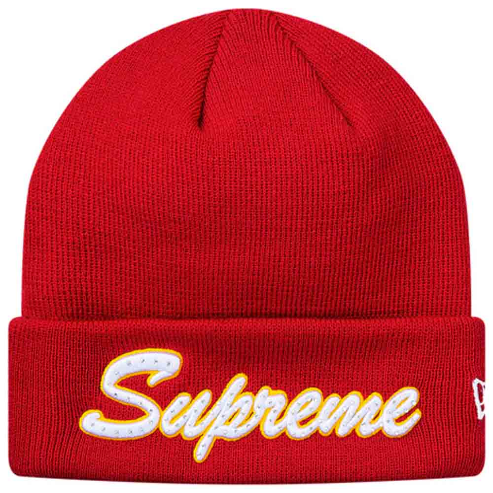 Supreme New Era Script Beanie (FW18) Red — Kick Game