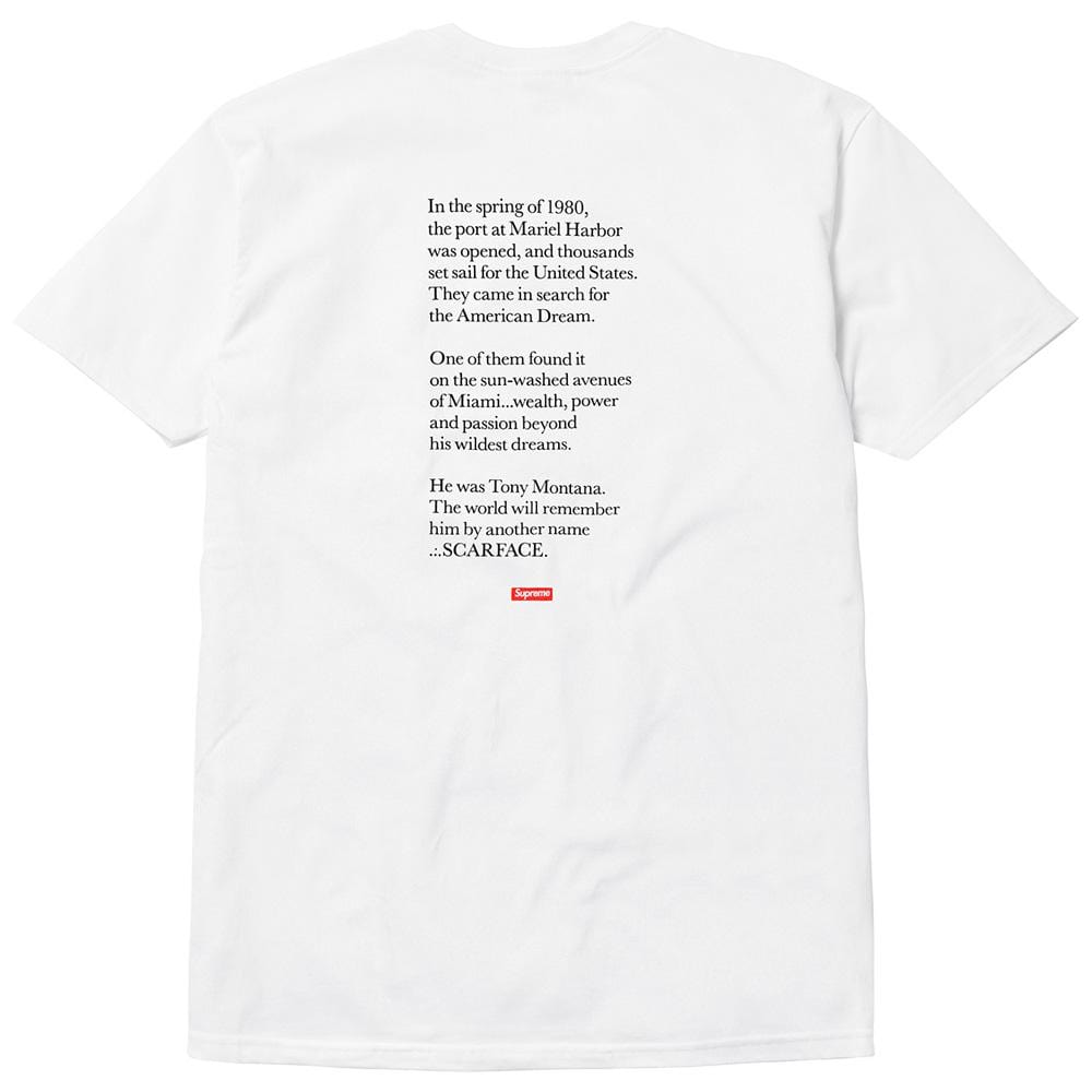 Supreme scarface 2025 tee white