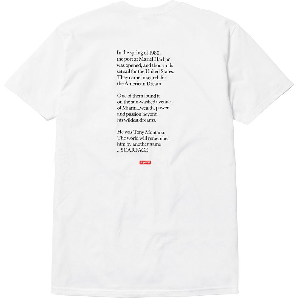 Supreme scarface 2025 split tee white