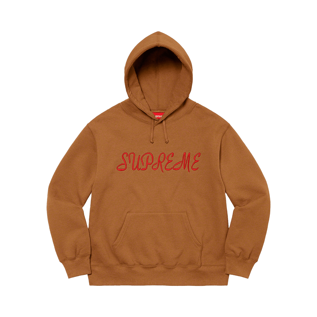 Supreme Script Hooded Sweatshirt 'Light Brown' — Kick Game