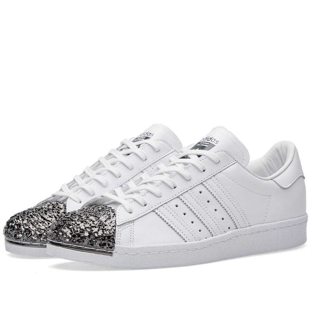 Adidas women's superstar on sale white sparkly silver shoes