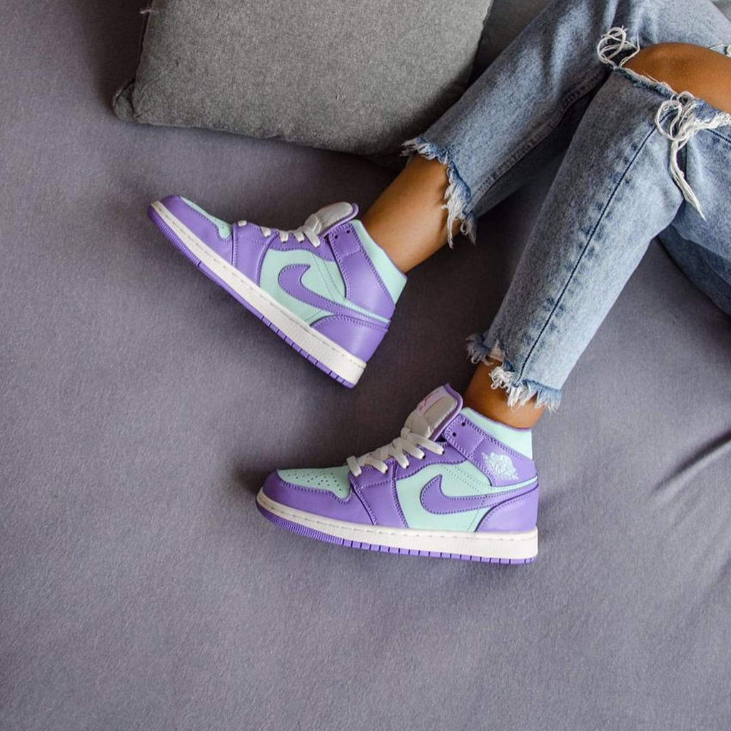 Basketball star Maya Moore and stylist Aleali May created a womens Air Jordan collection in 2018 Mid 'Purple Aqua' - UrlfreezeShops