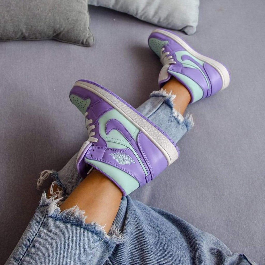 Basketball star Maya Moore and stylist Aleali May created a womens Air Jordan collection in 2018 Mid 'Purple Aqua' - UrlfreezeShops