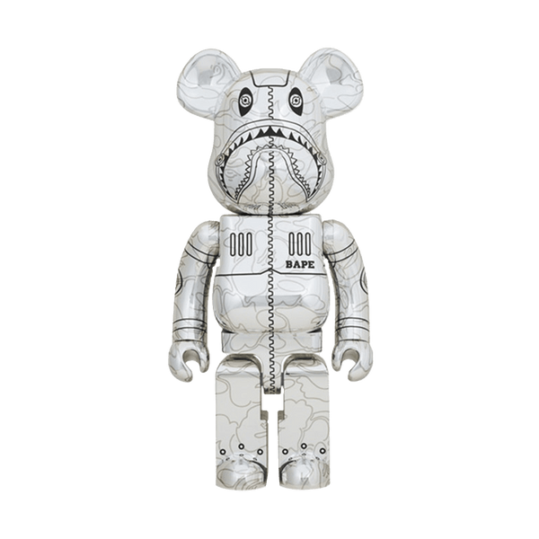 Bearbrick x BAPE x Hajime Sorayama Camo Shark 1000% 'Silver 