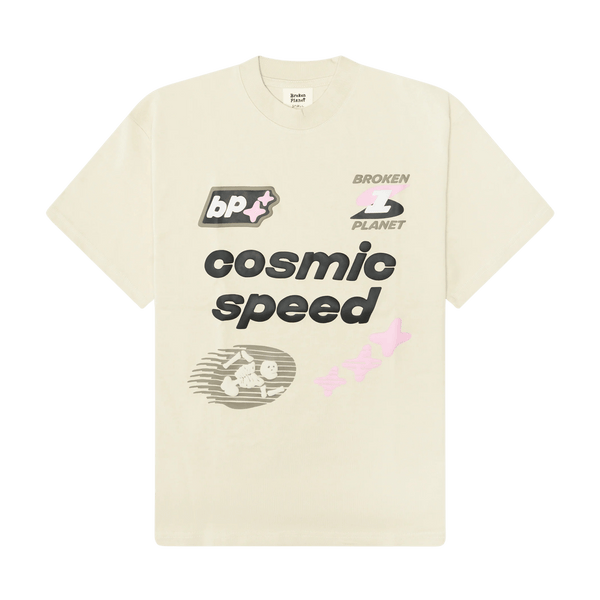 Broken Planet Market T-Shirt 'Cosmic Speed' - Nuisance White - UrlfreezeShops