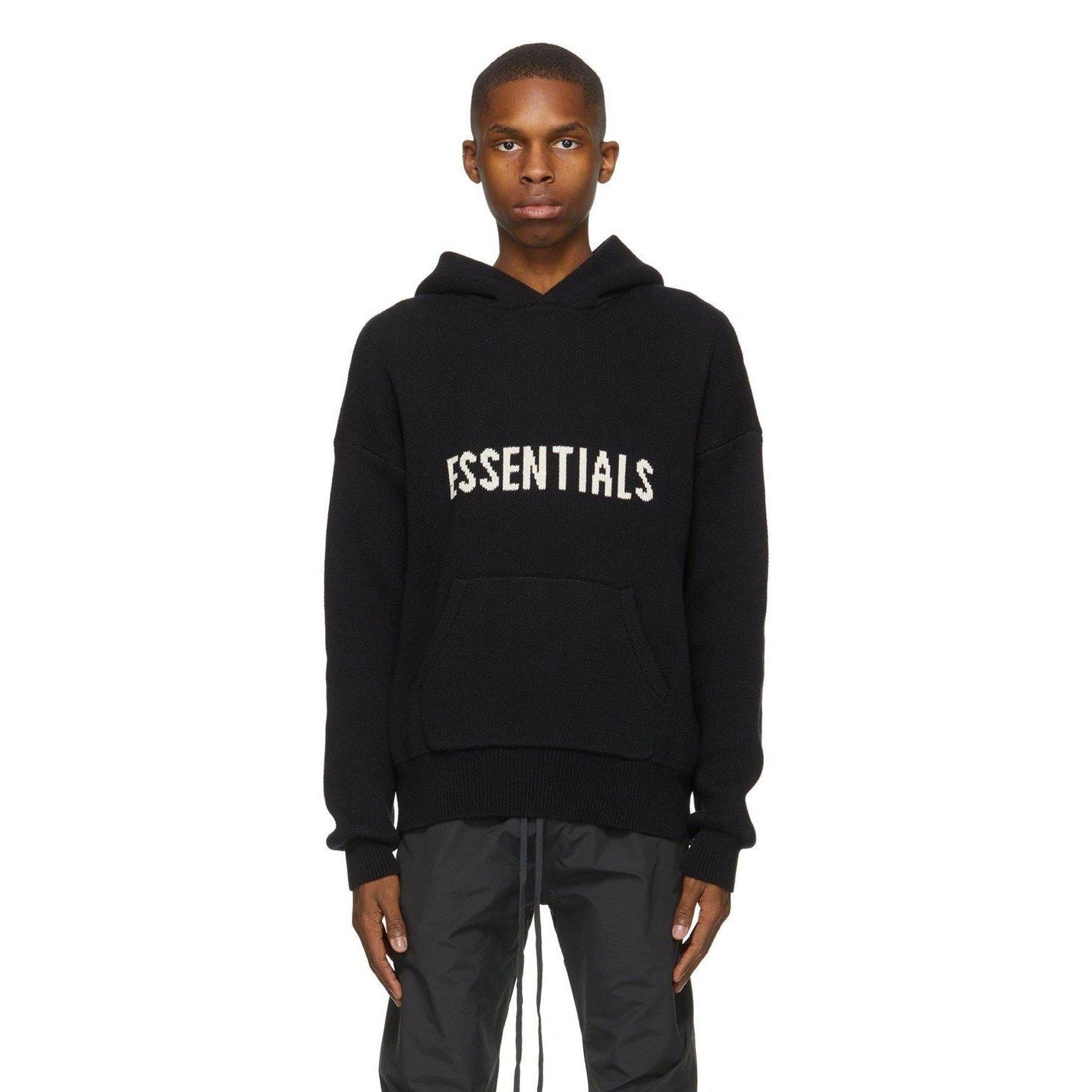 FEAR OF GOD ESSENTIALS Knit Hoodie Black Kick Game