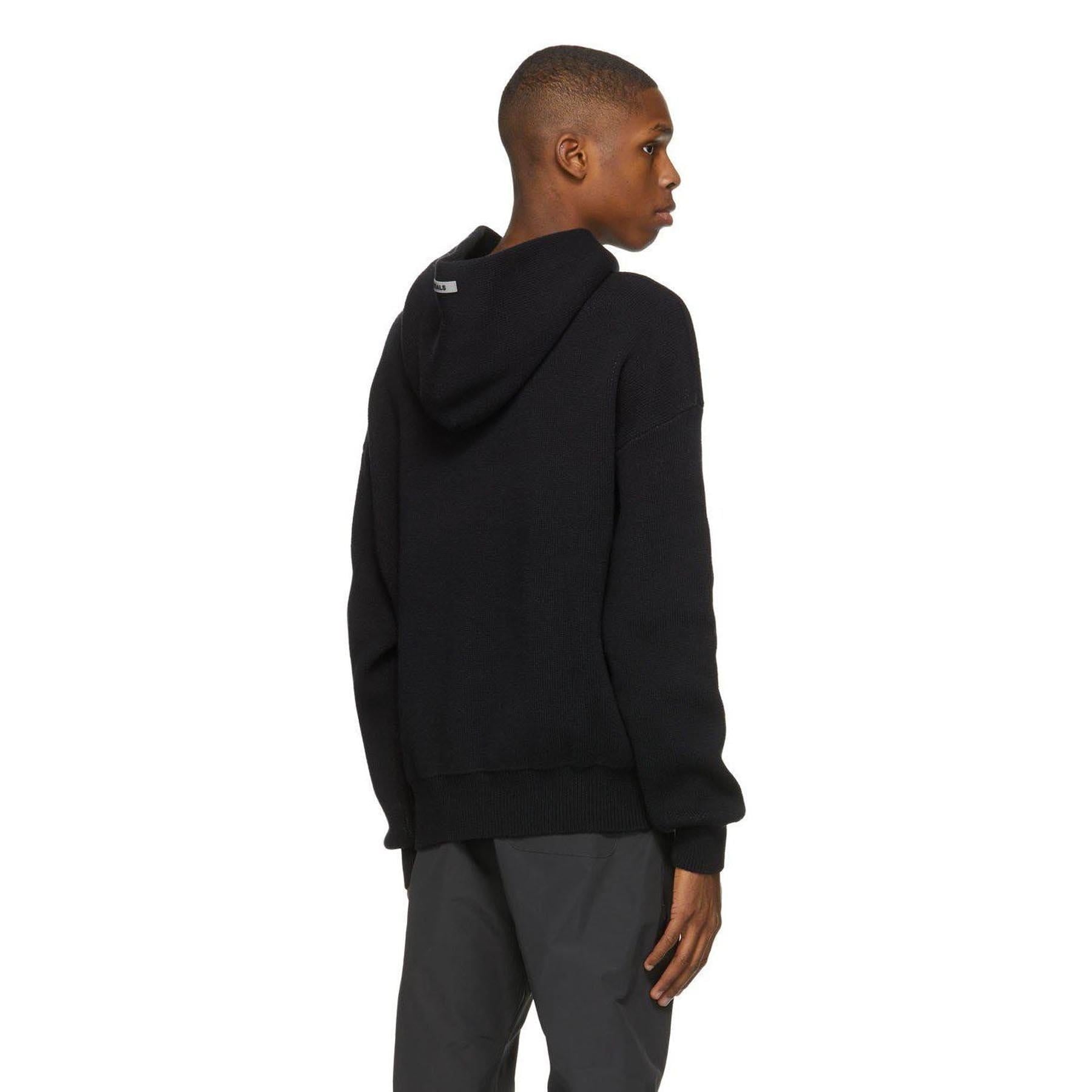 Essentials knit hoodie black hotsell