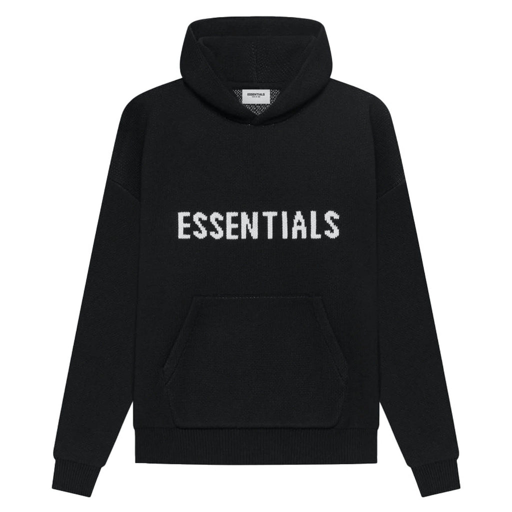 FEAR OF GOD ESSENTIALS Knit Pullover Hoodie Black - Kick Game