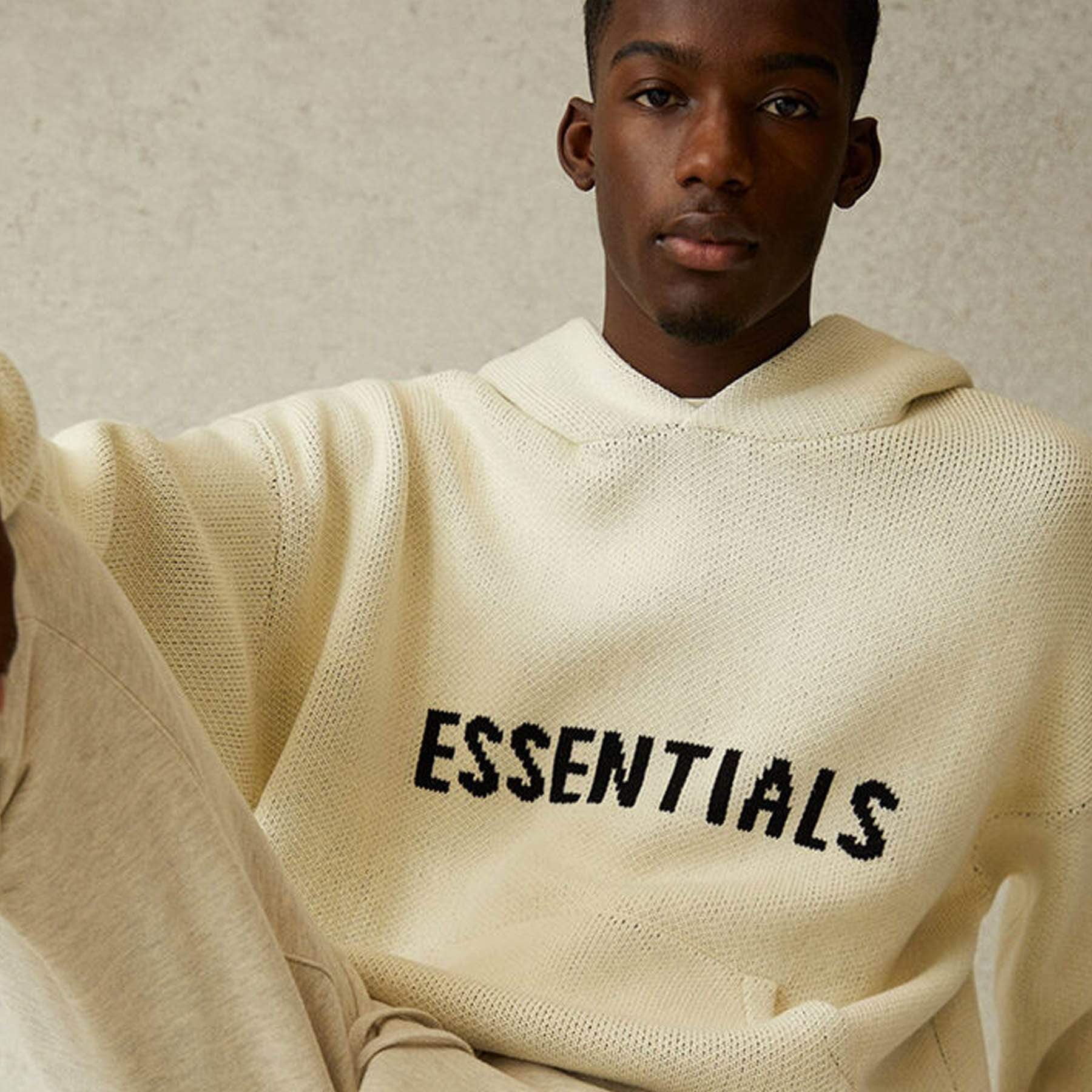 FEAR OF GOD ESSENTIALS Knit Pullover Hoodie Buttercream
