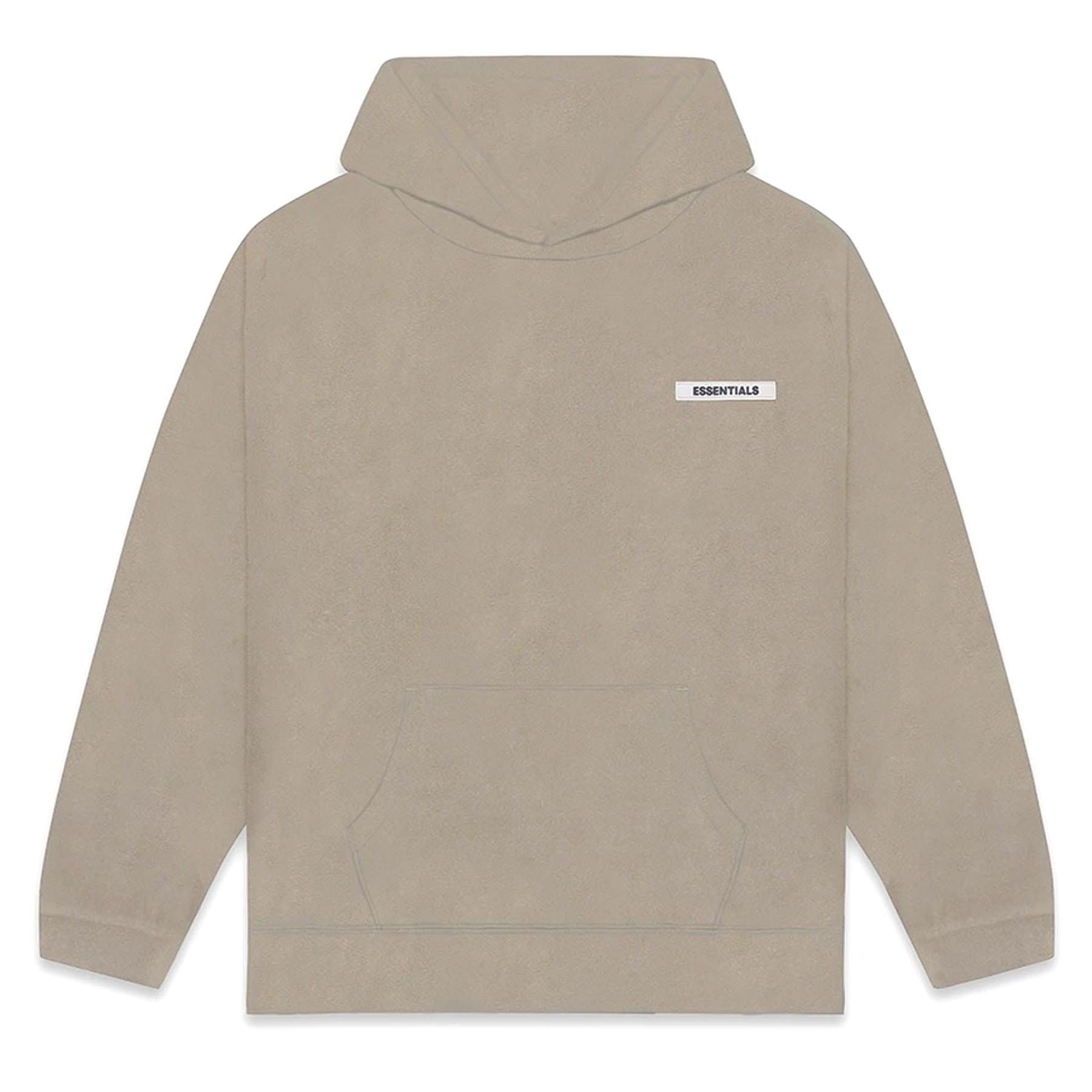 Fear of god essentials discount pullover hoodie applique logo cemen