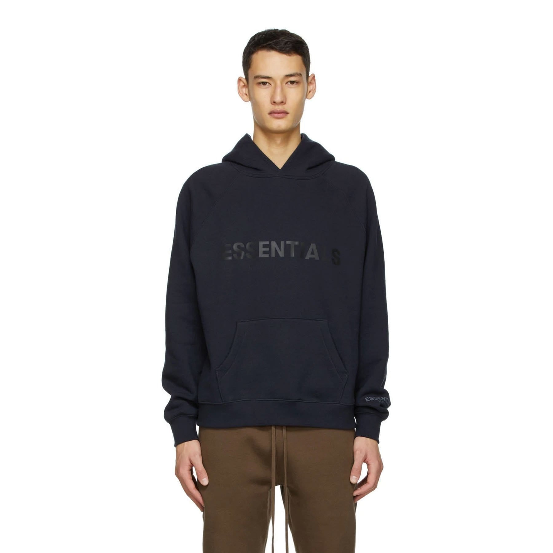 FEAR OF GOD ESSENTIALS x SSENSE Pullover Hoodie Applique Logo Dark ...