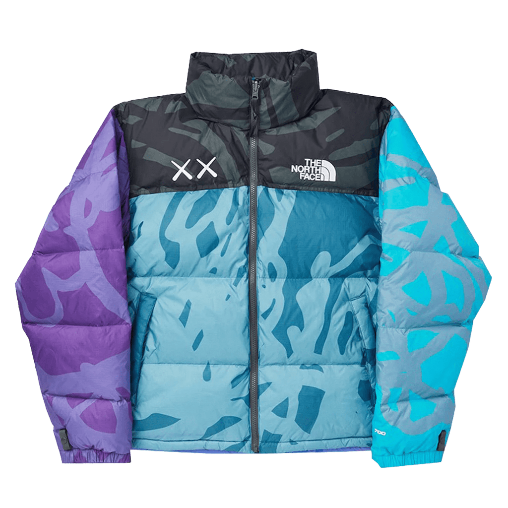 high-neck quilted down jacket Blue x KAWS Retro 1996 Nuptse Jacket 'Monterey Blue' - UrlfreezeShops