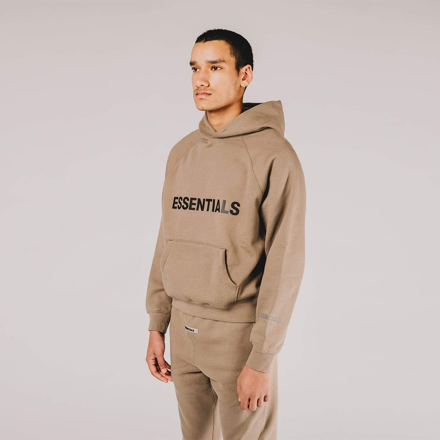 FEAR OF GOD ESSENTIALS 3D Silicon Applique Pullover Hoodie Taupe