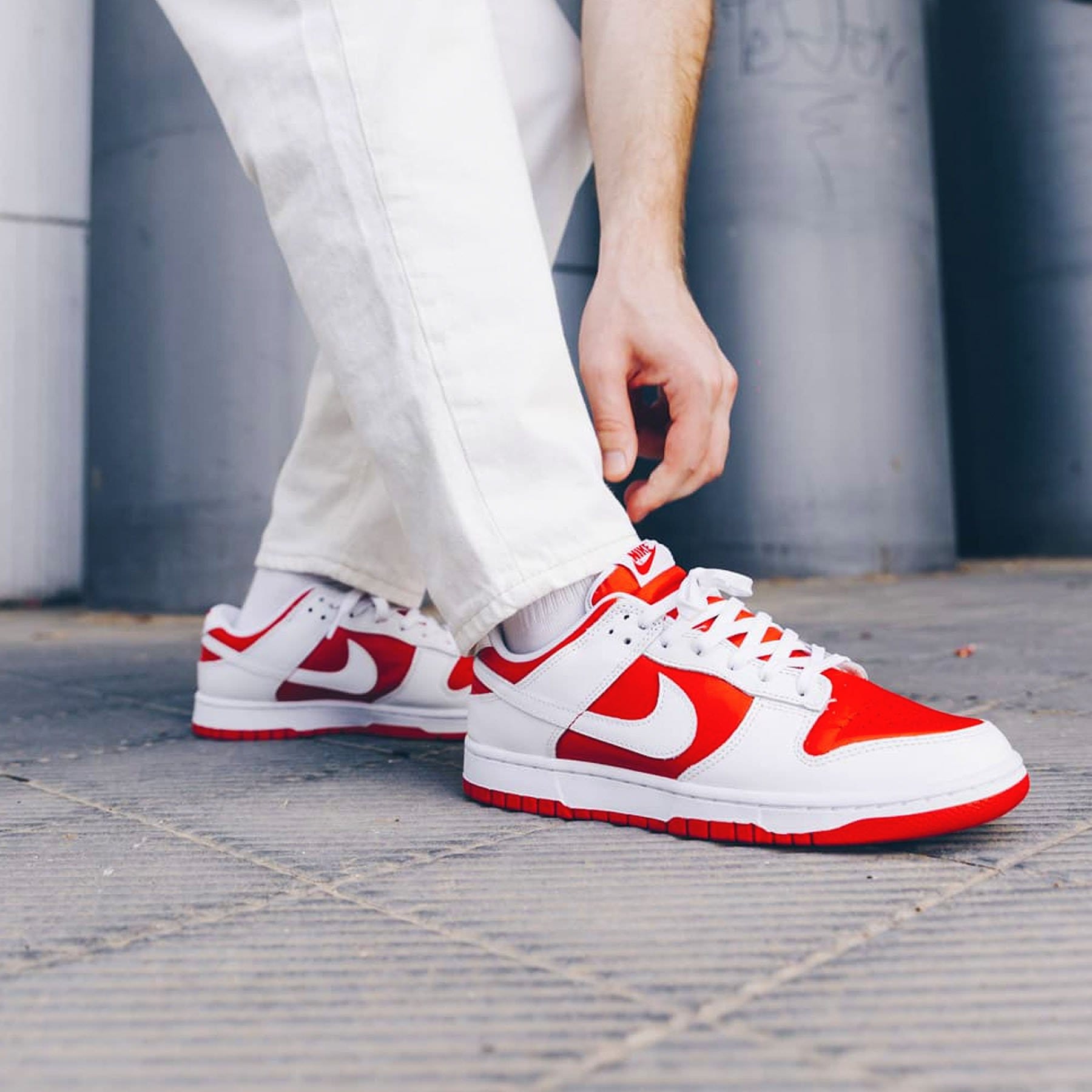Nike Dunk Low White and University Red-