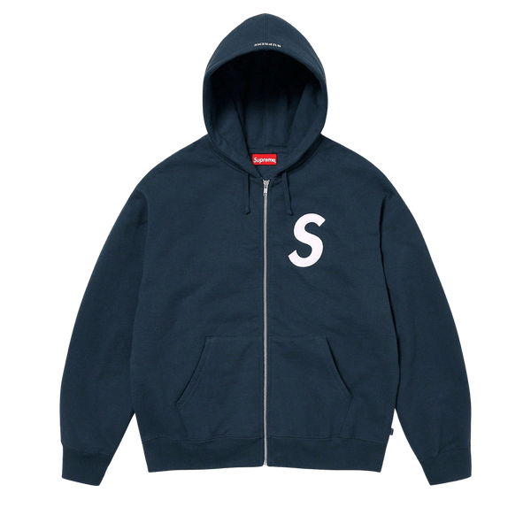 Supreme S Logo Zip Up Hooded Sweatshirt 'Navy' — Kick Game