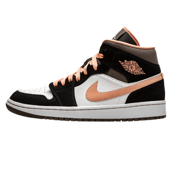 Peach black and white jordans store